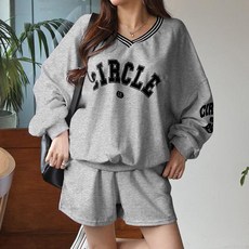 SsongStyle 圓圈V大學T短褲套裝 女款 上下衣套裝