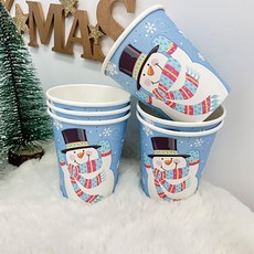 하늘풍선파티 크리스마스 화이트눈사람 파티컵 9oz 6p