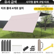 두꺼운 옥스포드 캠핑 캐노피 텐트 방수 차양막 야외 그늘막, 기본 사용 인원, 4개 조립 검정 A