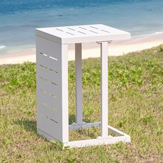 알파 테이블 알루미늄 수영장 비치 테라스 야외 리조트 펜션 휴양지 간이 휴대용 카페 테이블, 화이트