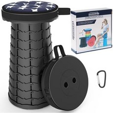 회전 쿠션 가방 및 카라비너가 있는 LOCYOP 휴대용 의자 접이식 더 튼튼하고 가벼운 산악 하이킹용 캠핑용 텔레스코프 BBQ 최대 적재 용량 440LB