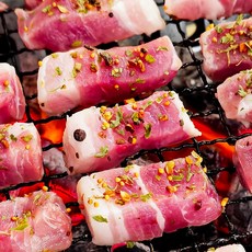 한입 쏙 삼겹살 구이용 바베큐 돼지고기, 4개, 500g