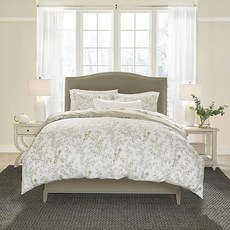 Laura Ashley Home | Lindy Collection | 이불 커버 세트 - 100% 면 양면 버튼 클로저가 있는 중간 무게의 침구 매칭 샴 포함 트윈 그