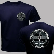 독일 SEK Spezialeinsatzkommando Polizei Berlin Fra Sudbayern 남성 티셔츠 면 티 탑 하라주쿠 스트리트, 02 XS（old）, 03 navy blue1