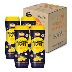 요미요미 오가닉퍼프 과자, 혼합맛(바나나/망고), 42g, 4개