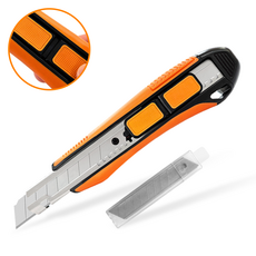 칼스 고무그립 자동리턴 안전 커터칼 18mm + 칼날 10ea, 1세트