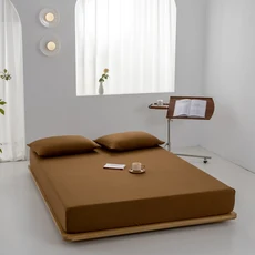 피부 친화적인 면 장착 시트 탄성 밴드 침대 있는 싱글 더블 킹 사이즈 매트리스 커버 단색 맞춤, 180x220x25cm 1Piece, 12 li zi zong