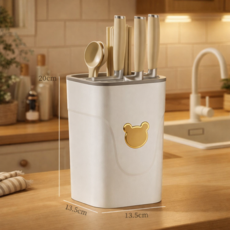 주방 물빠짐 수저통 수저꽂이 겸 칼꽂이 수저정리함, 화이트, 1개