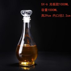 專業紅酒空瓶 - 500ml/1000ml高硼硅耐熱玻璃酒瓶 家用釀酒儲存 歐式復古防漏密封設計, SX-6光板款1000ML, 1個