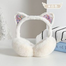 兒童冬季保暖加絨可摺疊仿兔毛加厚貓耳罩女童護耳暖捂耳套