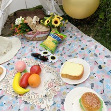 로미즈 방수 피크닉 돗자리 휴대용 감성 대형 매트, 06.그레이 아이스크림