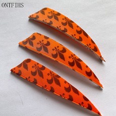 ONTFIHS 사냥 화살 깃털 실드 컷 플리츠 터키 특수 패턴 3 인치 24 개, 07 주황색, 1개