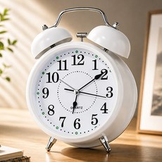 루벨르 시끄러운 자명종 알람시계 무소음, 화이트 화이트