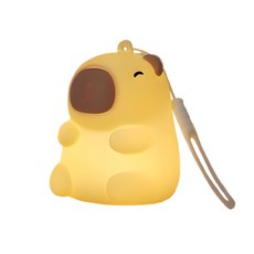 CAPYBARA 卡皮巴拉 掛飾小夜燈 萌趣水豚造型 柔和彩光 Type-C充電 矽膠掛繩, 黃色