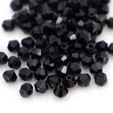 크리스탈 비즈 주판알 4mm 불투명 유리 마름모 비즈공예재료, 1세트, A6001. 블랙