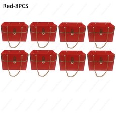 종이 핸드백 꽃다발 데이 크리 휴대용 가방 발렌타인 티브 토트 파티 상자 어머니의 포장 에이 생일 선물, 15x10x10.5cm, Red8PCS