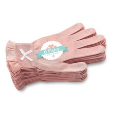 수면용 에브리웨어 보습 장갑 마른 손용 터치스크린 손가락이 달린 면 여성용 습진 장갑(6쌍 S/M 깃털 무게 핑크 색상), 6 Pairs Light Weight Pink