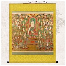 석가모니 불교 족자 아미타불 부처님 보살 그림 액자 탱화 풍수 법당 사찰 화이트 족자 전체 족자 90x65, 옐로우 족자, 전체 족자 80x55