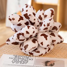 AHOME 3D 다육 식물 던지기 베개 봉제 모양 쿠션 거실 장식, 25cm, flower brown white