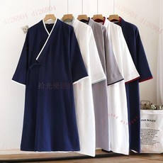 純棉紗布漢服長袍 中國風汗蒸服 家居服睡衣袍 薄款夏季古風和服