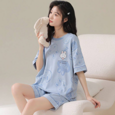 女款夏季卡通純棉短袖家居服套裝