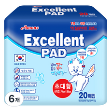 아몬스 엑셀런트 배변패드, 20개입, 6개 20개입, 6개
