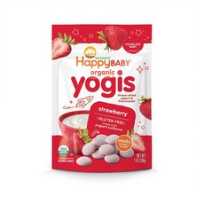 해피 베이비 요기스 스낵 28g 8팩 딸기맛 Happy Baby Organic Yogis Freeze-Dried Yogurt & Fruit Snacks, -