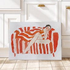 나른한 오후 감성 회화 힐링 일러스트 카페 인테리어 그림액자 캔버스 액자 6종 집들이선물 포스터 방꾸미기, 04.오렌지쉬르타임(가로형)