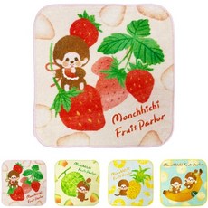 몬치치 미니타올 어린이집 유치원 핸드타올 손수건 20x20cm 후르츠 일 정품, 파인애플