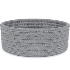 ABenkle 작은 우븐 바구니 빈 작고 얕은 보관 미니 면 로프 원형 장식 장난감 스파 양말 아기방 거실용 바구니 보관함 175705, 회색
