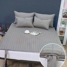 순면 누빔 커버 지퍼형 사계절 싱글 누빔 매트 커버 아이보리 침대 온열매트 미끄럼 전기 패드 온수 전용