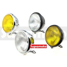Supamoto D601 大燈 日系小燈 黃金電鍍 黑色5吋 手工車復古滑胎cafe 883咖啡, 1個, 黑殼+透明玻璃