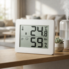 아이 방 거실 사무실 한눈에 쏙 큰글씨 디지털 온습도계, 1개, ETH-002 화이트