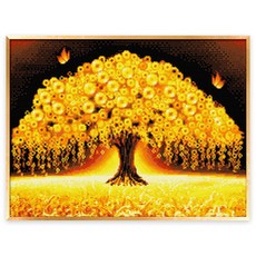 블링블링 알루미늄 액자형 보석십자수 (AB+원형) 60x45cm, BL3D-1180 (황금재물나무), 1세트