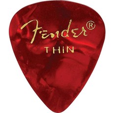 Fender 일렉트릭 기타 어쿠스틱 만돌린 및 베이스용 351 모양 프리미엄 피크 (12팩) 380089, 얇음, 12개, 레드 모토