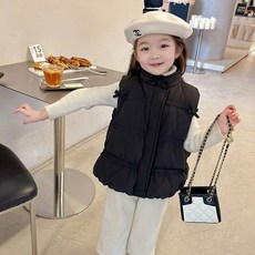 女童蝴蝶結夾棉馬甲外套 兒童背心秋冬裝 寶寶冬季加厚外穿