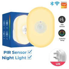 쿠쿠스토어 WiFi 투야 스마트 LED 조명 PIR 동작 감지 센서 EU 플러그인 벽등 따뜻한 백색 RGB 룸 앱 음성, 화이트