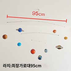 행성모빌 공간 우주 행성 천장 동적 태양계 펜던트 방 장식, 대형 행성모형+후광판지2장 양면테이프 고리, 1개