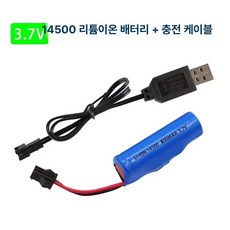 3.7V 리튬 배터리 rc카 14500/18650 SM플러그 자동차장난감, 1개, 14500 배터리 1줄 충전 케이블 포함