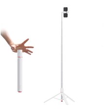 177公分 藍牙 鋁合金 一體式 自拍棒 自動彈開三腳架 磁吸遙控, 1個, 丟丟桿【白色】, 白色, 丟丟桿