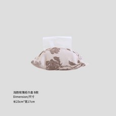 MOYU HOME 法式中古風手工刺繡紙巾盒, 中古紙巾盒2號-茶花-褐色