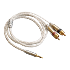 川木 日本HIFI 無氧銅鍍純銀 3.5mm 轉 2RCA 音頻線 - 高保真立體聲轉換線, W300, 1個, 白色