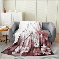 Erosebridal 3D 잠자리 담요 127x152.4cm(50x60인치) 곤충 프린트 럭셔리 소프트 셰르파 담요 침대 소파용 꽃 동물 화이트 그린 나비 어린이 성인 경