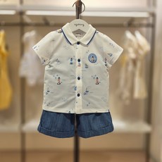 [아가방]강남점* 깜찍한 마린 반팔셔츠 6부 상하세트/통기성 좋은 원단으로 여름 나들이룩
