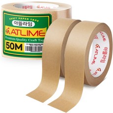 아뜰라임 크라프트 찢어쓰는 종이 포장 박스 테이프 24mm x 50m, 2개