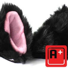 알탱고 귀여운 /털복실 고양이/ 헬멧 부착형 레포츠용 선물용, 블랙+핑크