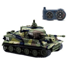 Cheerwing 1:72 German Tiger I 장갑 탱크 원격 제어 소형 RC탱크 포격시 소리 회전 터렛 및 반동 동작 있음 (색상 다양)