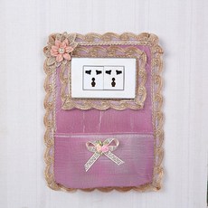 型開關防塵貼傢用佈藝蕾絲插座二開三開開關防塵套, 1個, 帶兜百閤紫
