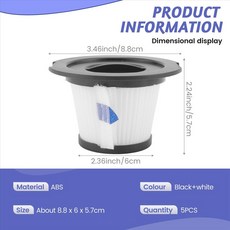 Dibea C17 T6 T1 무선 스틱 진공 청소기 부품용 ABJZ 5Pcs 교체용 Hepa 필터