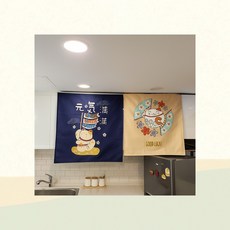 수납 압축봉형 노렌 패브릭 복고양이 인테리어 주방가리개 가림막